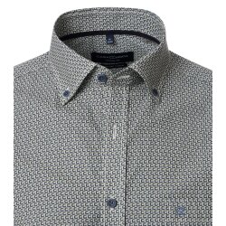 CASAMODA Herren Freizeithemd Langarm Button-Down Grün gemustert