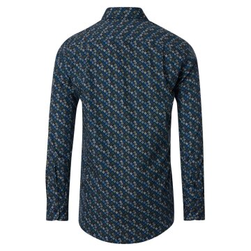 CASAMODA Herren Freizeithemd Langarm Button-Down Blau floral