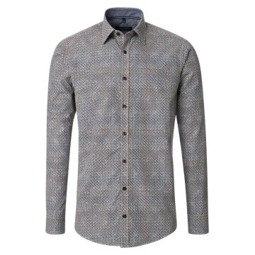 CASAMODA Herren Freizeithemd Langarm Kent Casual Braun gemustert