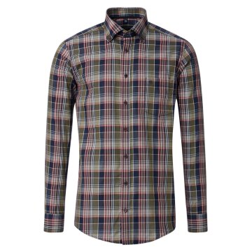 CASAMODA Herren Freizeithemd Langarm Button-Down Casual Blau kariert
