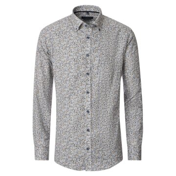 CASAMODA Herren Freizeithemd Langarm Button-Down Casual Beige floral