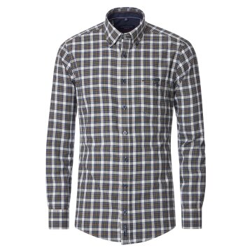 CASAMODA Herren Freizeithemd Langarm Button-Down Blau kariert