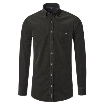 CASAMODA Herren Freizeithemd Langarm Button-Down Casual Cord Grün