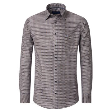 CASAMODA Herren Freizeithemd Langarm Kent Comfort Braun gemustert