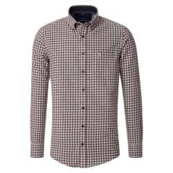 CASAMODA Herren Freizeithemd Langarm Button-Down Braun...
