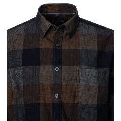 CASAMODA Herren Freizeithemd Langarm Kent Cord Casual Blau kariert