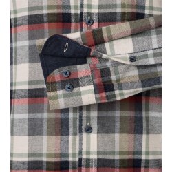 CASAMODA Herren Flanellhemd Langarm Kent Comfort Grün kariert