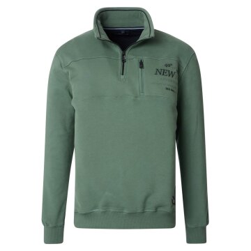 CASAMODA Herren Sweatshirt Troyer Zipper Regular-Fit Grün