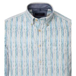 CASAMODA Herren Freizeithemd Langarm Button-Down Casual Petrol gestreift