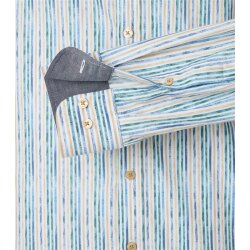 CASAMODA Herren Freizeithemd Langarm Button-Down Casual Petrol gestreift