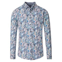 CASAMODA Herren Freizeithemd Langarm Button-Down Blau floral