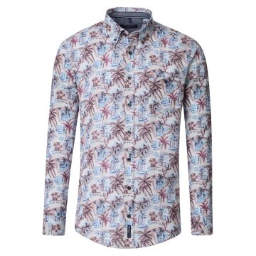CASAMODA Herren Freizeithemd Langarm Button-Down Rot floral