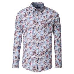 CASAMODA Herren Freizeithemd Langarm Button-Down Rot floral