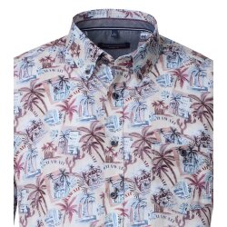 CASAMODA Herren Freizeithemd Langarm Button-Down Rot floral