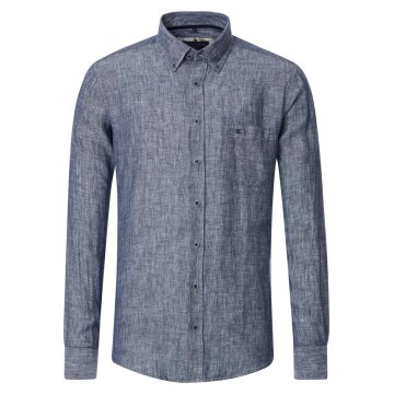 CASAMODA Herren Freizeithemd Langarm Button-Down Casual Blau meliert