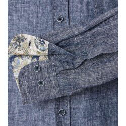 CASAMODA Herren Freizeithemd Langarm Button-Down Casual Blau meliert