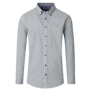 CASAMODA Herren Freizeithemd Langarm Button-Down Comfort Petrol gemustert