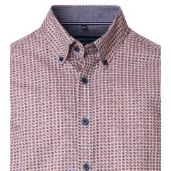 CASAMODA Herren Freizeithemd Langarm Button-Down Comfort Rot gemustert