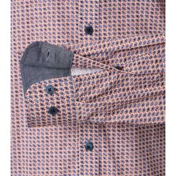 CASAMODA Herren Freizeithemd Langarm Button-Down Comfort Rot gemustert