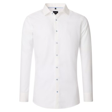 VENTI Herren Businesshemd Langarm Kent Modern-Fit Popeline Creme