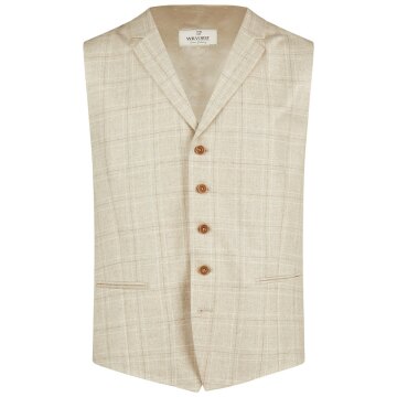 Wilvorst GREEN-WEDDING Herren Weste Revers Drop8 Beige kariert