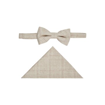 Wilvorst GREEN-WEDDING Herren Schleife Einstecktuch Beige kariert