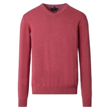 CASAMODA Herren Pullover V-Neck Regular Baumwolle Himbeerrot