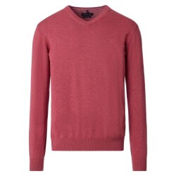 CASAMODA Herren Pullover V-Neck Regular Baumwolle Himbeerrot