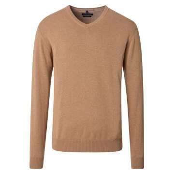 CASAMODA Herren Pullover V-Neck Regular Pima-Baumwolle Hellbraun
