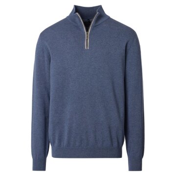 CASAMODA Herren Strick-Troyer Zipper Regular Baumwolle Blau