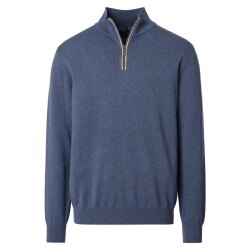 CASAMODA Herren Strick-Troyer Zipper Regular Baumwolle Blau