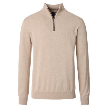 CASAMODA Herren Strick-Troyer Zipper Regular Baumwolle Beige