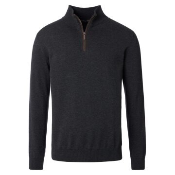 CASAMODA Herren Strick-Troyer Zipper Regular Baumwolle Anthrazit
