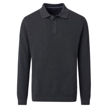 CASAMODA Herren Poloshirt Langarm Regular Baumwolle Anthrazit