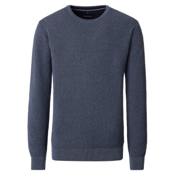 CASAMODA Pullover Langarm Rundhals Regular Baumwolle Silbergrau