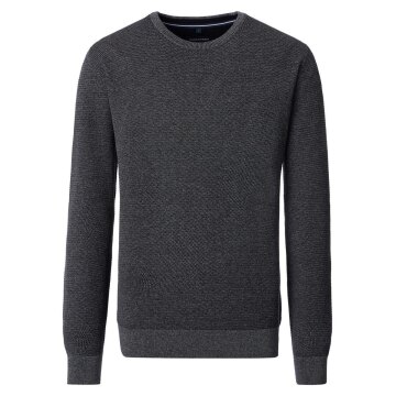 CASAMODA Pullover Langarm Rundhals Regular Baumwolle Anthrazit