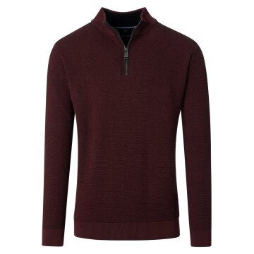 CASAMODA Herren Strick-Troyer Zipper Regular Baumwolle Rot