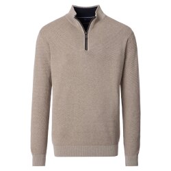 CASAMODA Herren Strick-Troyer Zipper Regular Baumwolle Beige