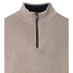 CASAMODA Herren Strick-Troyer Zipper Regular Baumwolle Beige