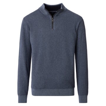 CASAMODA Herren Strick-Troyer Zipper Baumwolle Silbergrau