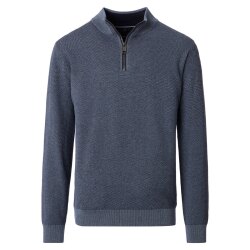 CASAMODA Herren Strick-Troyer Zipper Baumwolle Silbergrau