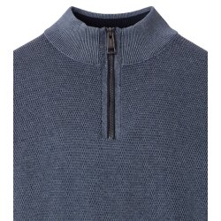 CASAMODA Herren Strick-Troyer Zipper Baumwolle Silbergrau