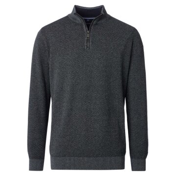 CASAMODA Herren Strick-Troyer Zipper Regular Baumwolle Anthrazit