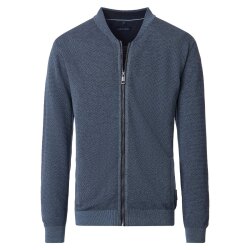 CASAMODA Herren Strickjacke Collegekragen Zipper Silbergrau