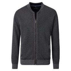 CASAMODA Herren Strickjacke Collegekragen Zipper Anthrazit
