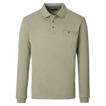 CASAMODA Herren Poloshirt Langarm Casual Piqué Hellgrün