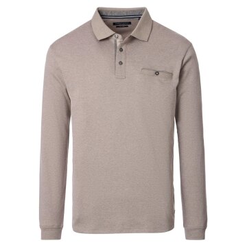 CASAMODA Herren Poloshirt Langarm Polokragen Casual Piqué Beige