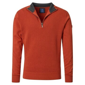 REDMOND Casual Herren Strick-Troyer Zipper Comfort Terra