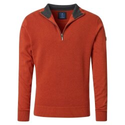 REDMOND Casual Herren Strick-Troyer Zipper Comfort Terra