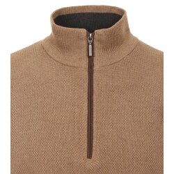 REDMOND Casual Herren Troyer Zipper Comfort Baumwolle Camel